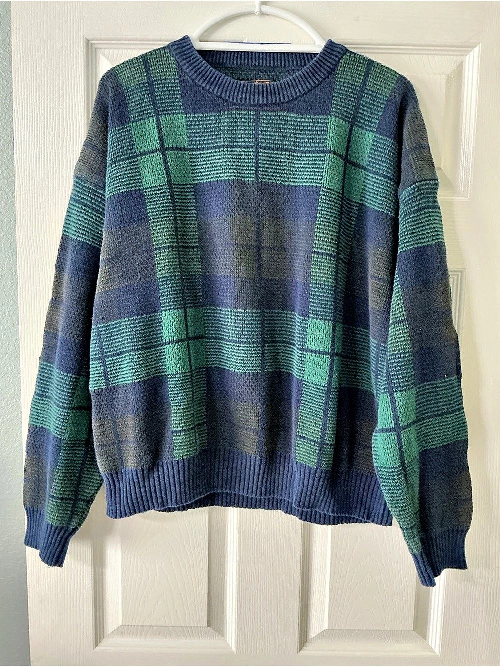 Eddie Bauer Vintage Plaid Cotton Crewneck Sweater
